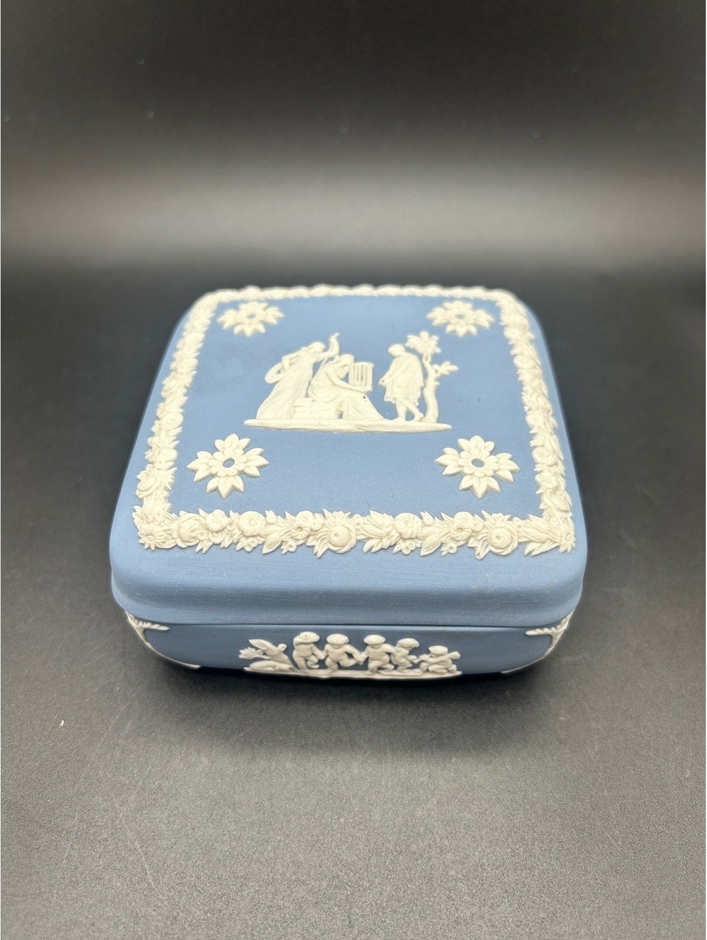 Vintage Wedgwood Jasperware Blue Trinket Box